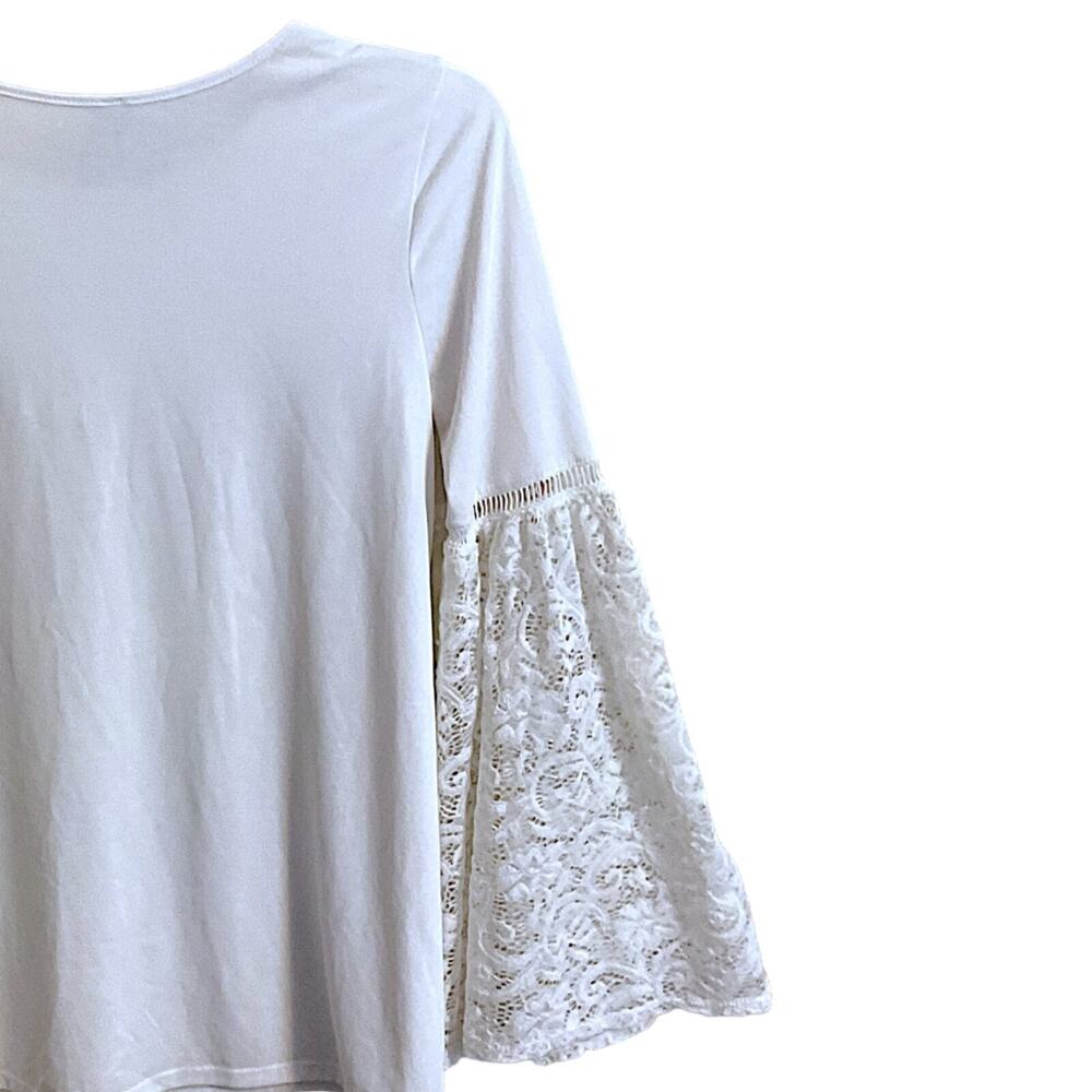 Design Lab White Shirt Lace Bell Sleeve Romantic Boho Tunic Top Cottagecore -S - Picture 4 of 7